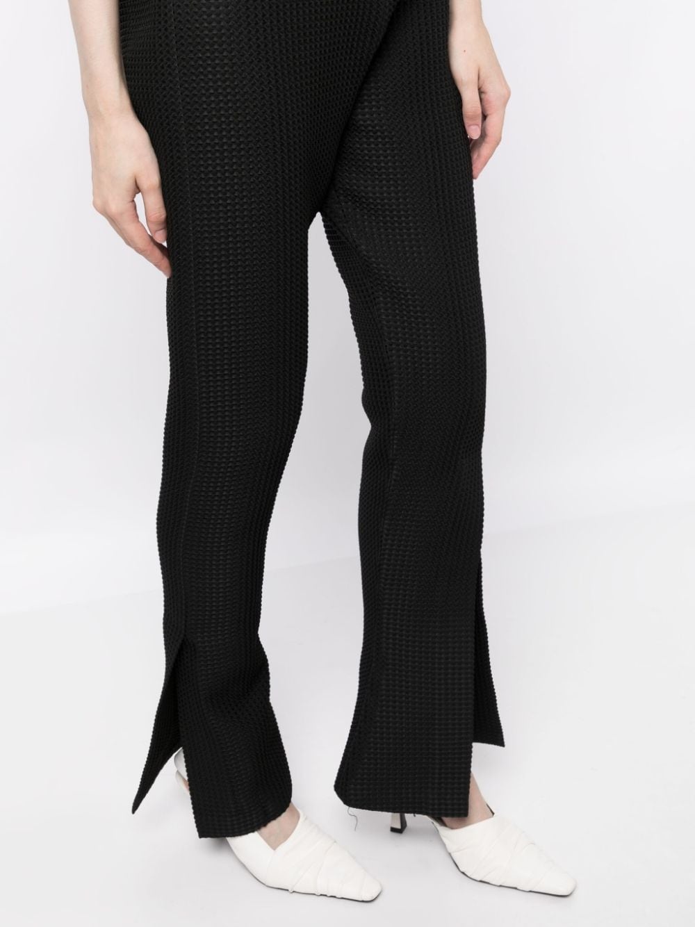 flared waffle-knit trousers - 5