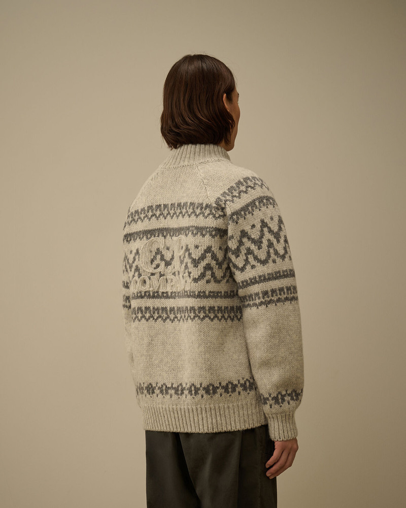 Jacquard Wool Logo Full Zip Cardigan 4