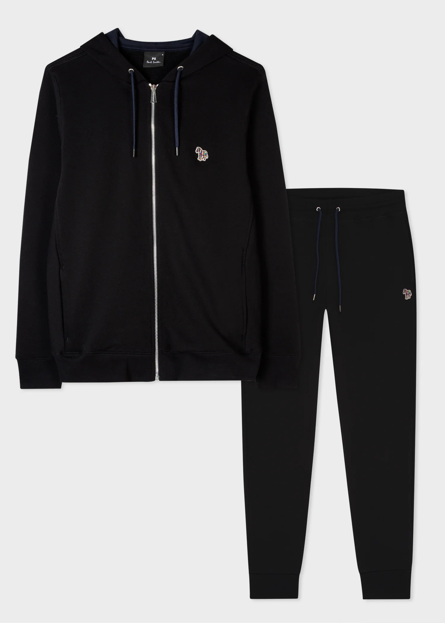 Black Organic Cotton Zebra Logo Hoodie & Sweatpants Set - 1
