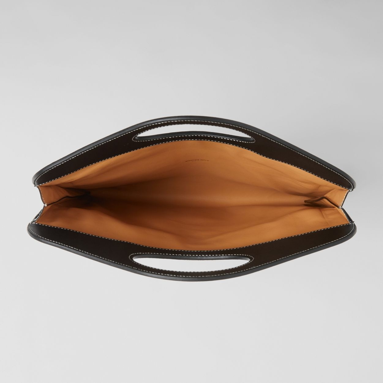 Small Topstitched Leather Pocket Clutch - 5