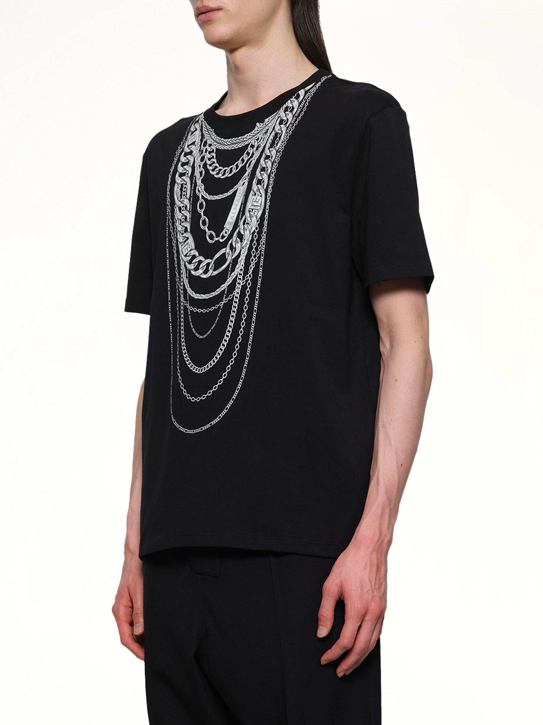 Chain Trompe L'Oeil T-Shirt in Black/White - 3