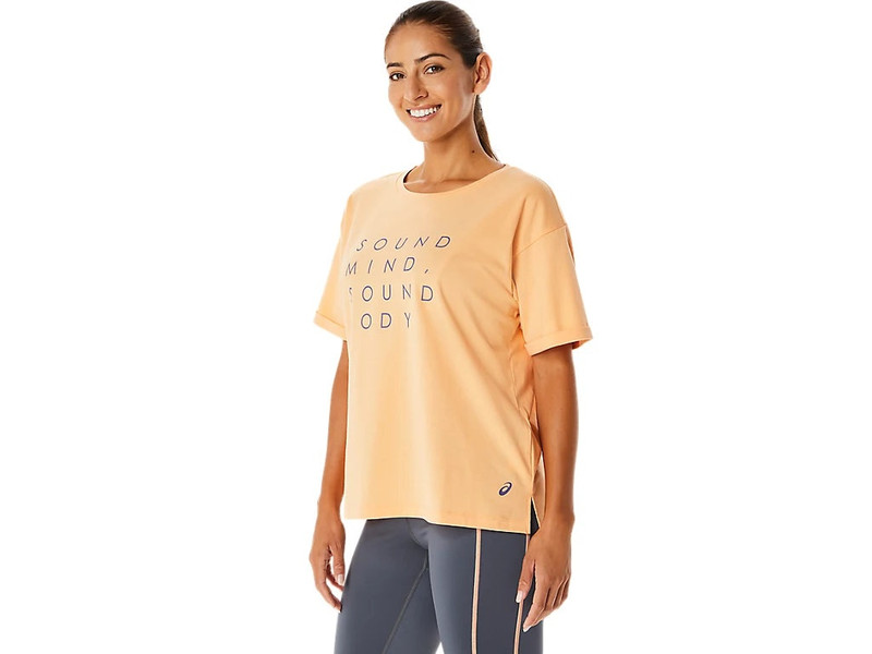 Asics (WMNS) ASICS Training Core Relaxed Graphic T-Shirt 'Orange'  2032C717-800 outlook