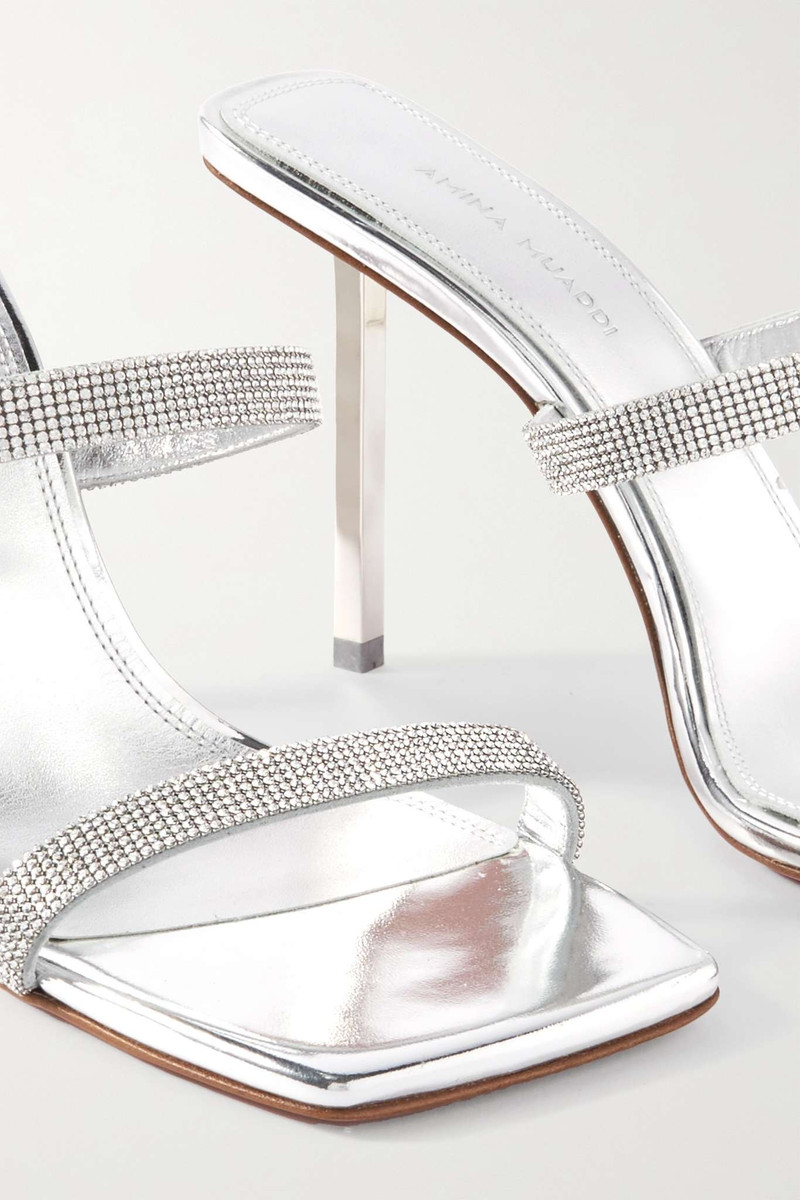 Rih crystal-embellished mirrored-leather sandals 4