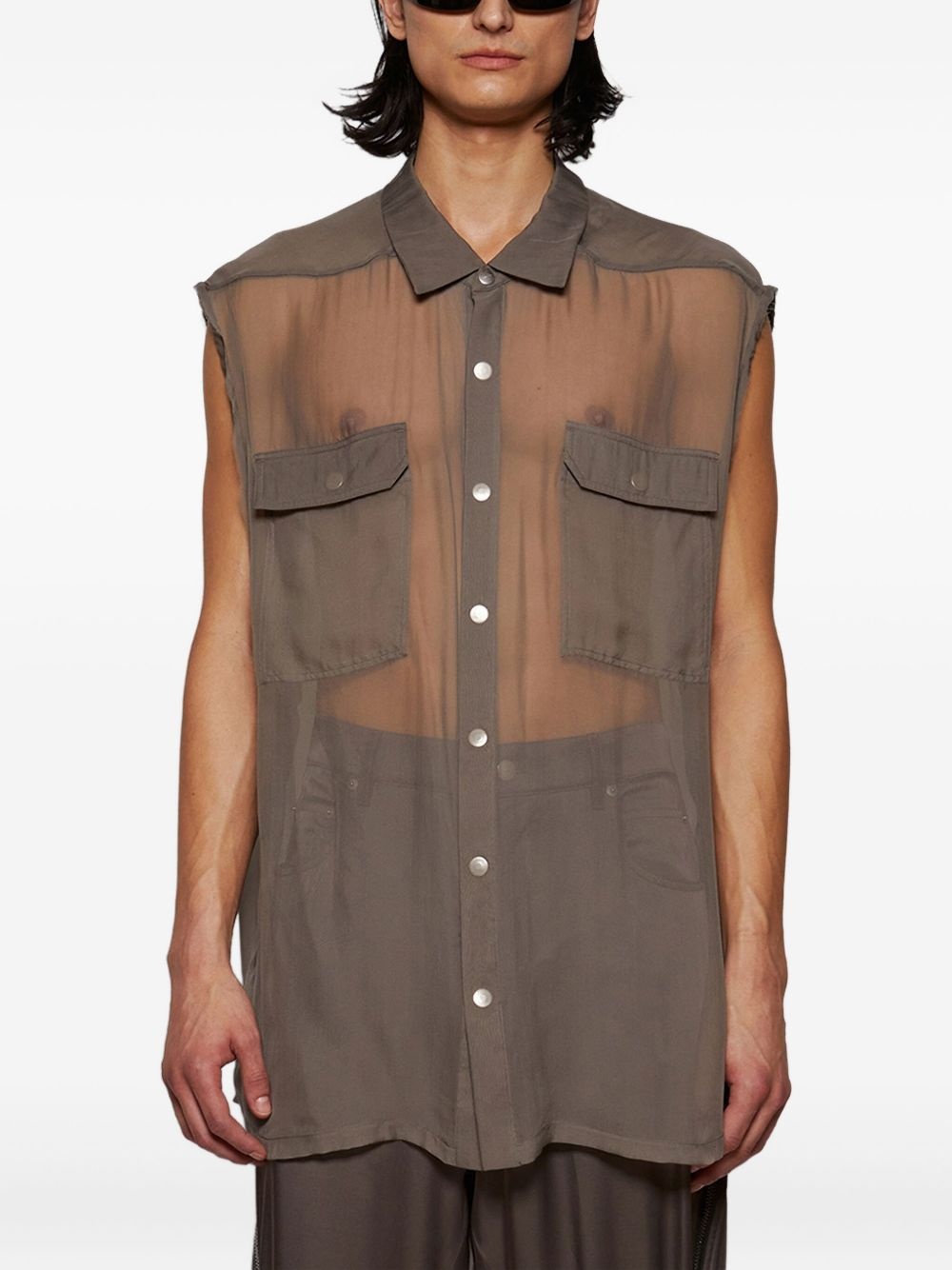 sheer sleeveless shirt - 3