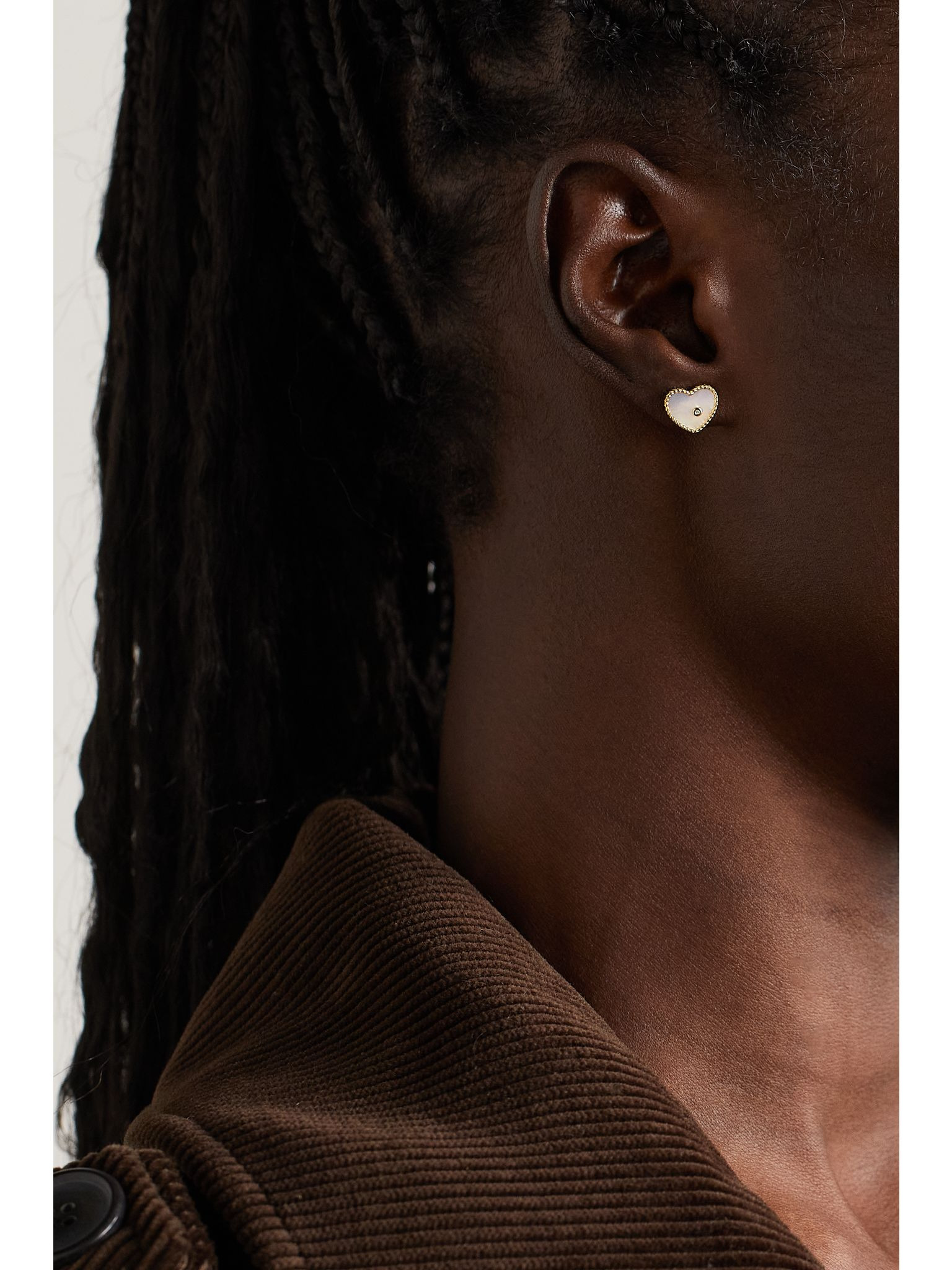 9-karat gold, mother-of-pearl and diamond earrings White - 2