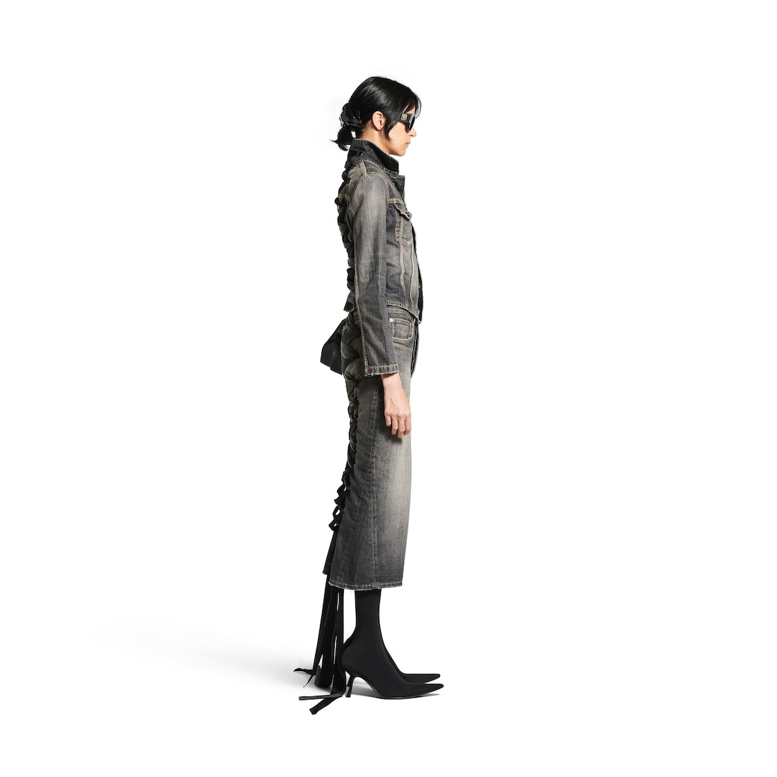 Women's Lace-up Jacket in Dark Grey - 3