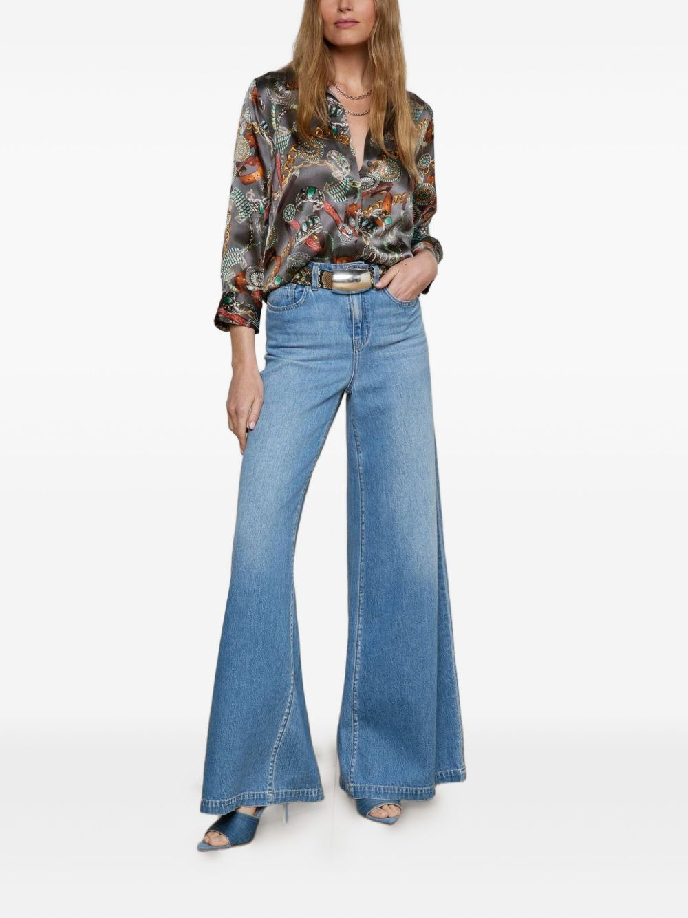 three-quarter sleeve chain-print shirt - 2