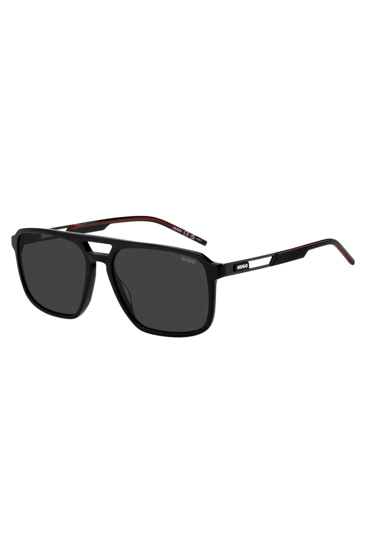 RUBBER-LOGO SUNGLASSES IN BLACK ACETATE - 1