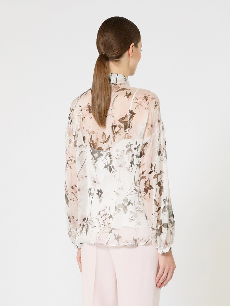 ETERE Blouse in printed chiffon - WHITE 4