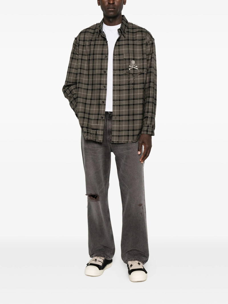 mastermind JAPAN skull-embroidered plaid shirt outlook
