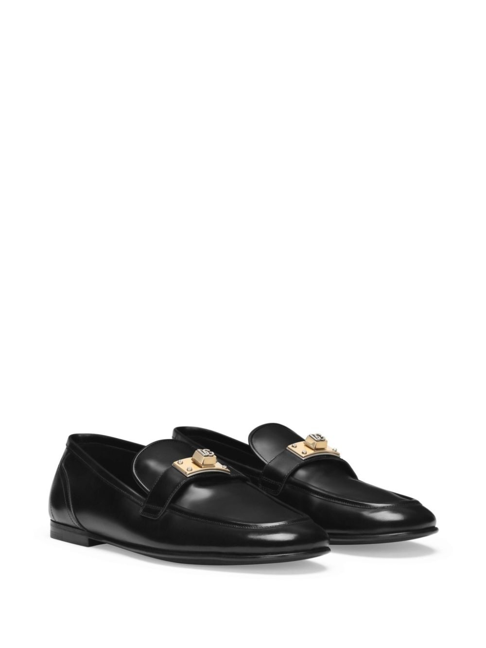 logo-plaque leather loafers - 2