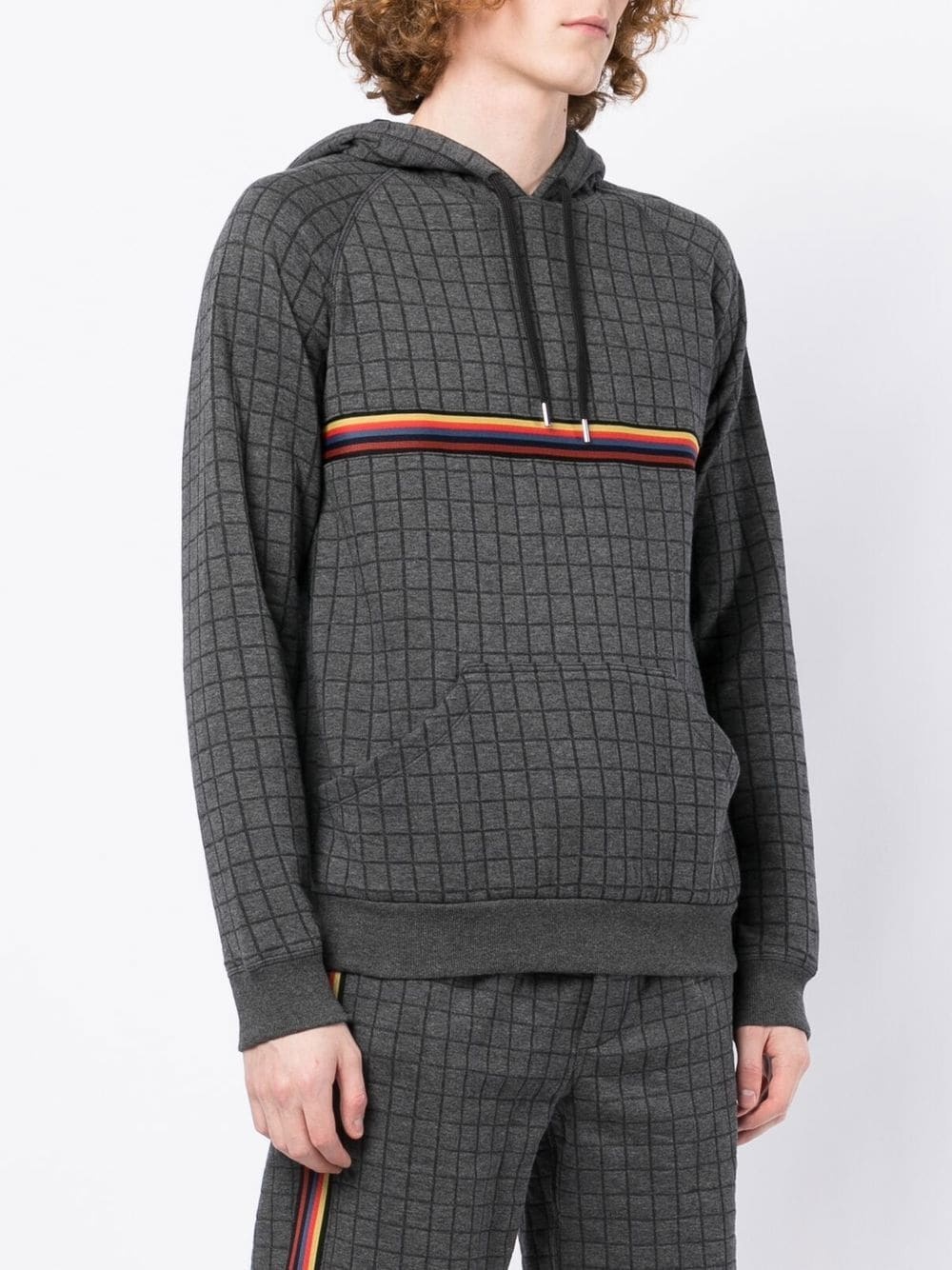 signature-stripe grid-print hoodie - 3