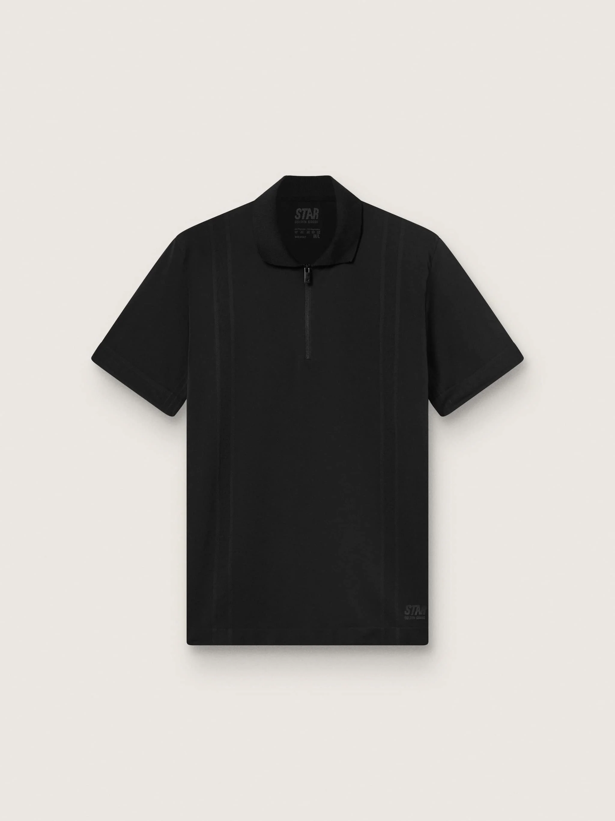 Men's black sports zipped polo shirt - 1