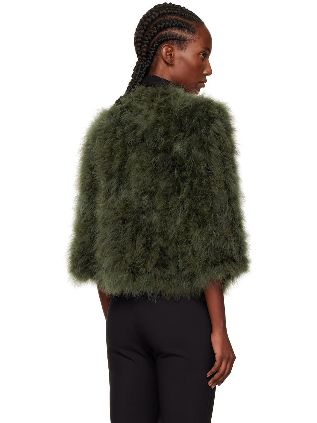 Green Short Feather Jacket - 3