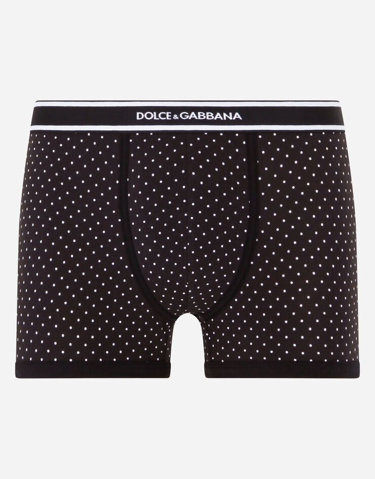 Solid-color and polka-dot-print stretch cotton boxers two-pack - 5