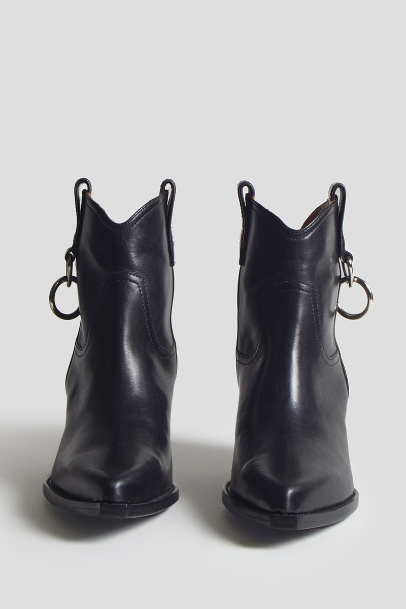 RINGED ANKLE COWBOY BOOT - BLACK 2