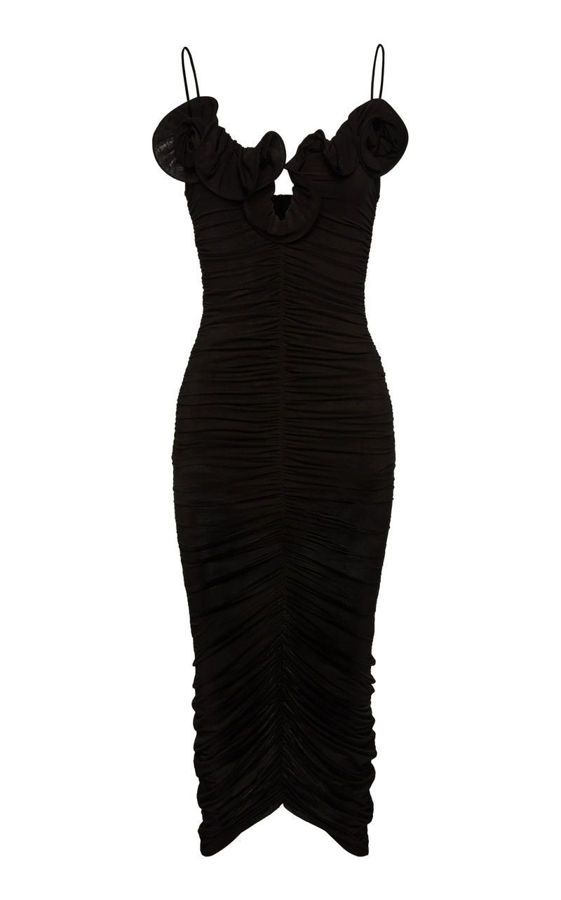Ruffled Bodycon Midi Dress black 1