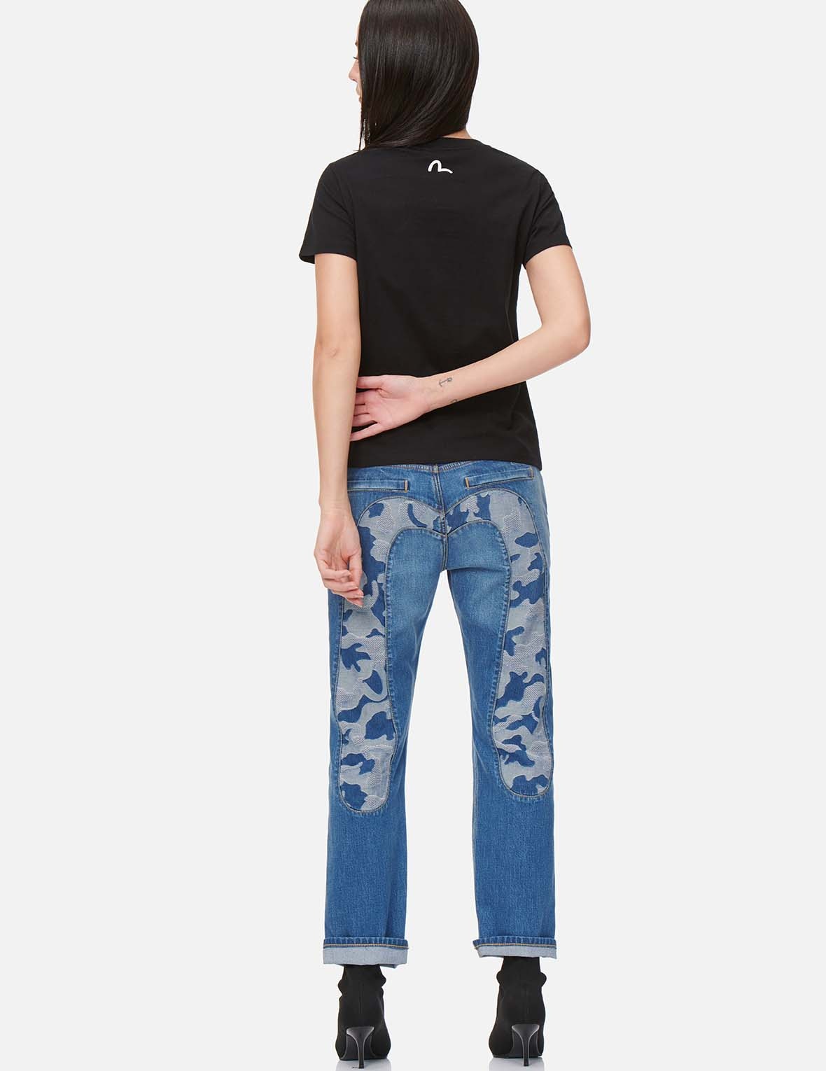 CAMOUFLAGE JACQUARD DAICOCK INSERT BOYFRIEND JEANS - 5