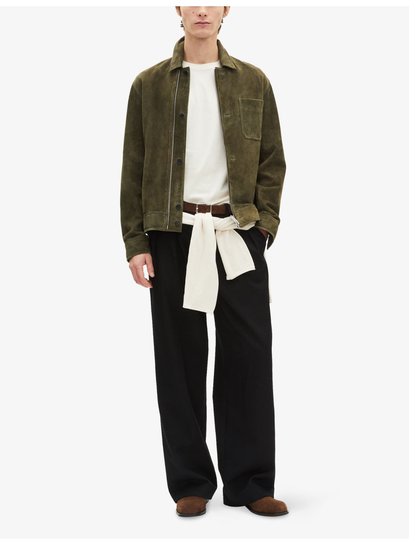 The Kooples Chest-Pocket Zip-Up Suede Jacket outlook