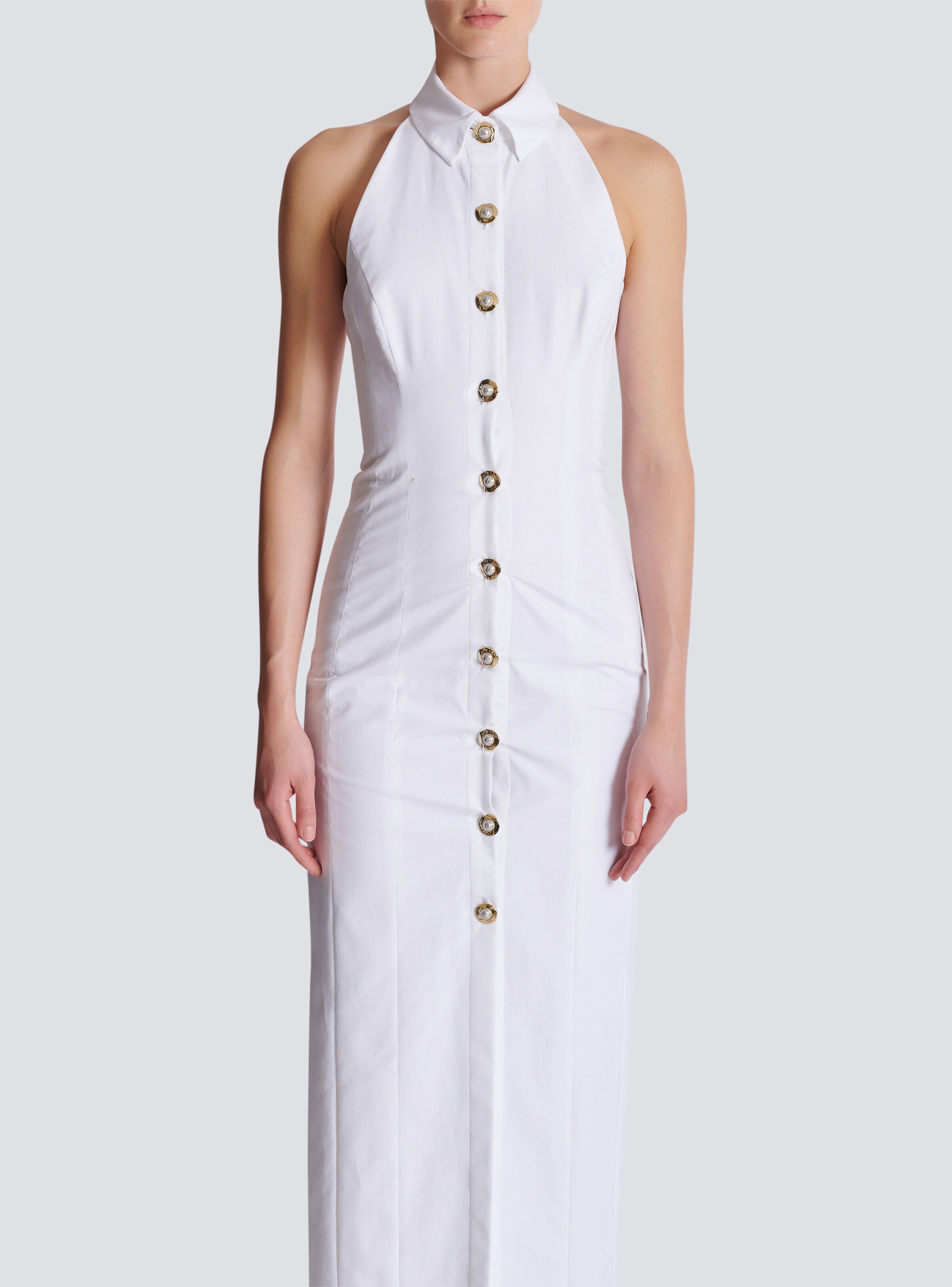 Bodycon backless poplin dress - 5