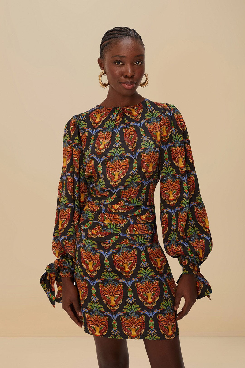 Black Boho Panther Lenzing™ Ecovero™ Viscose Mini Dress 1