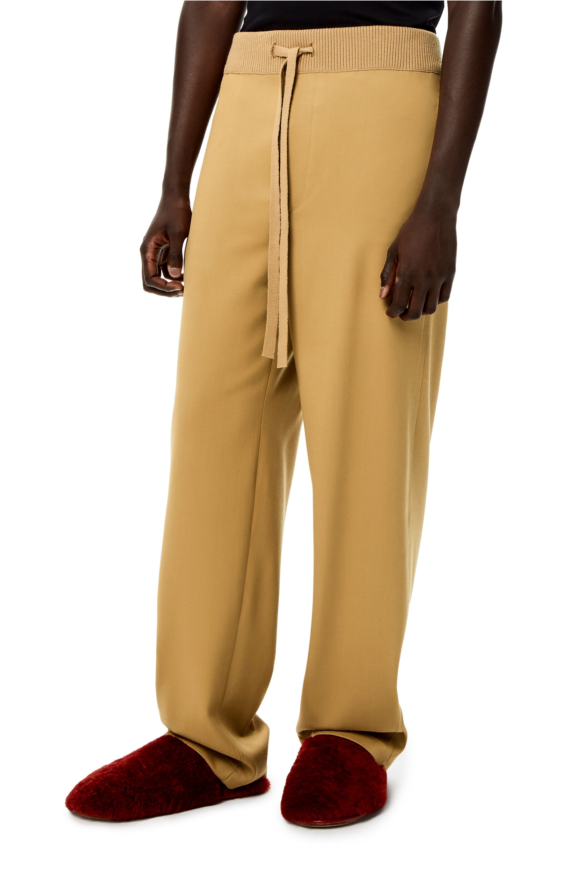Rib waist drawstring trousers in wool - 2