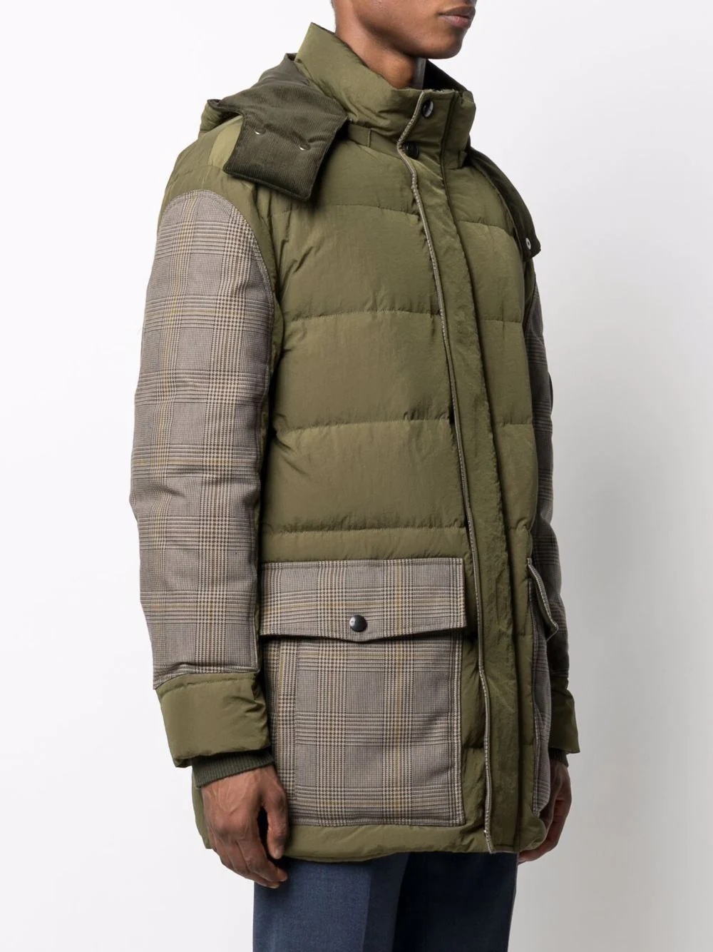 herringbone-sleeved padded down jacket - 3