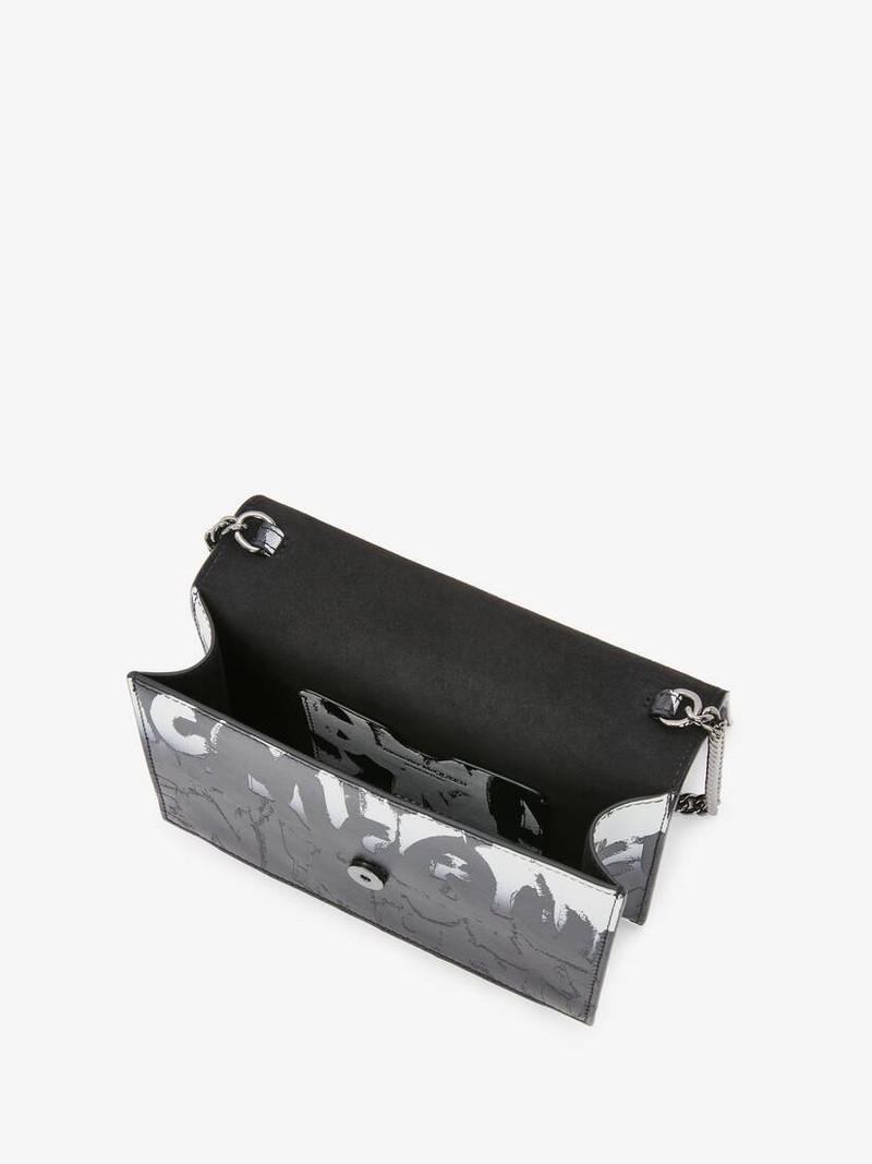 Mcqueen Graffiti Small Skull Bag in Black/white 4