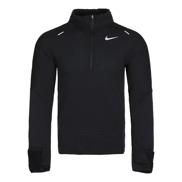Men's Nike Sphere Dri-FIT Half Zipper Fleece Stay Warm Running Training Long Sleeves Pullover Black - 1