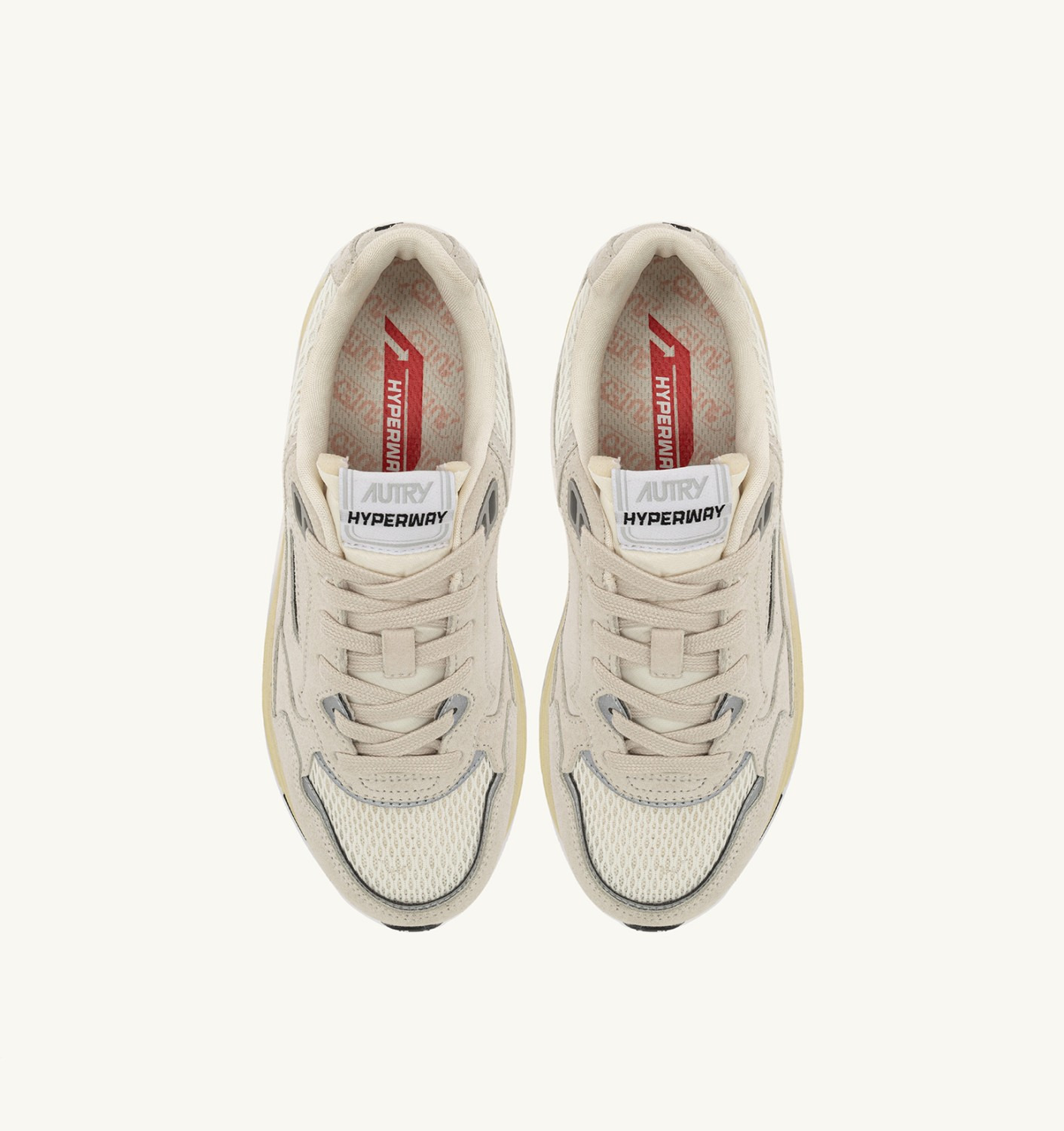 HYPERWAY SNEAKERS IN WHITE AND SILVER MESH AND SUEDE - 5