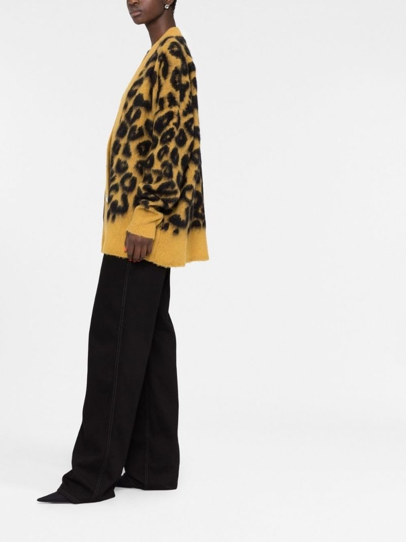 leopard-intarsia knitted cardigan - 4