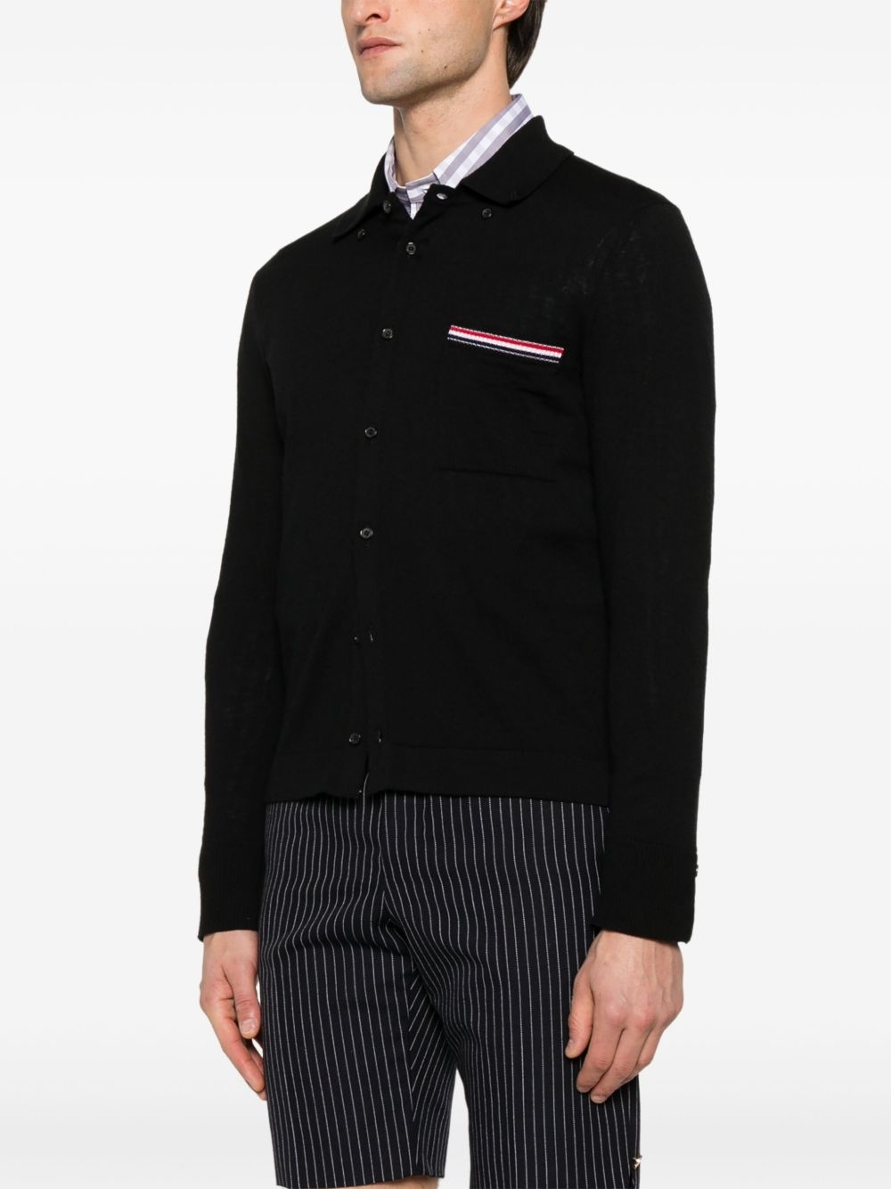 RWB-stripe virgin wool cardigan - 3