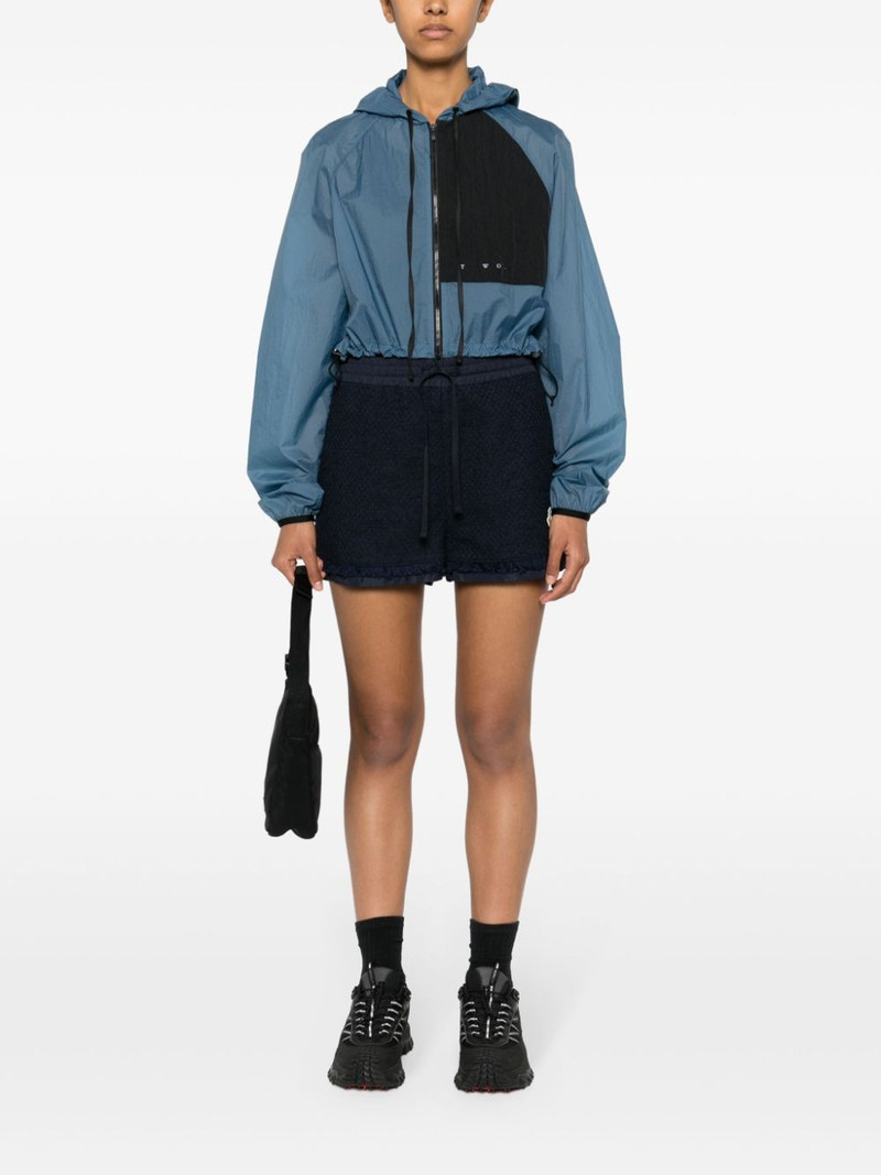 Moncler logo-patch tweed shorts outlook