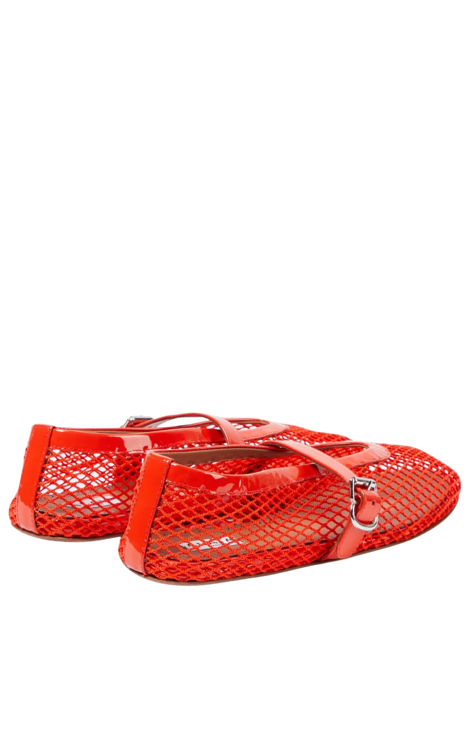 Leather-trimmed fishnet ballet flats - 4