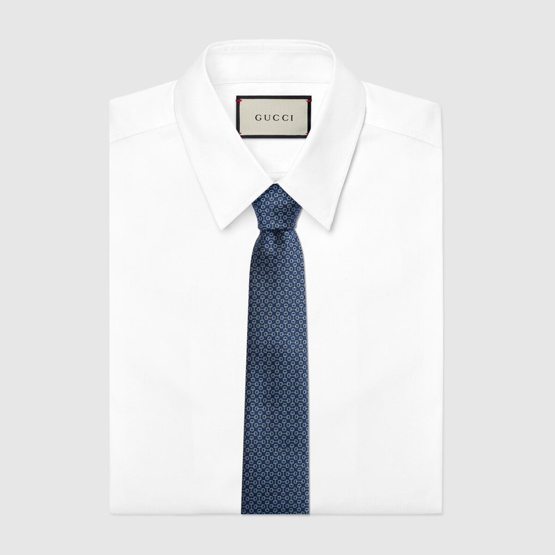 GUCCI Horsebit jacquard silk tie outlook