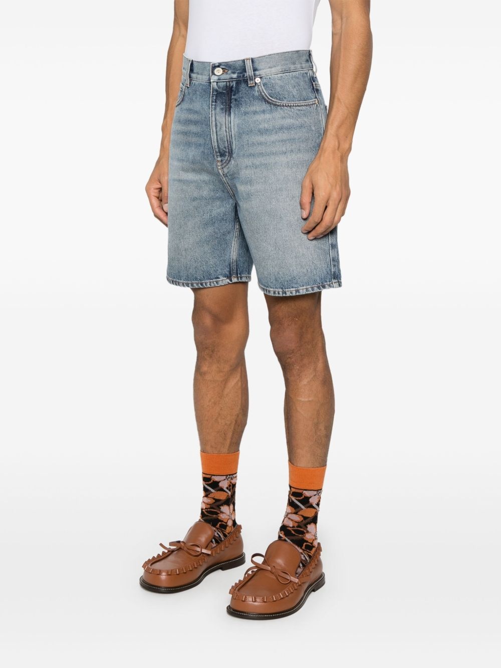 logo-patch denim shorts - 3