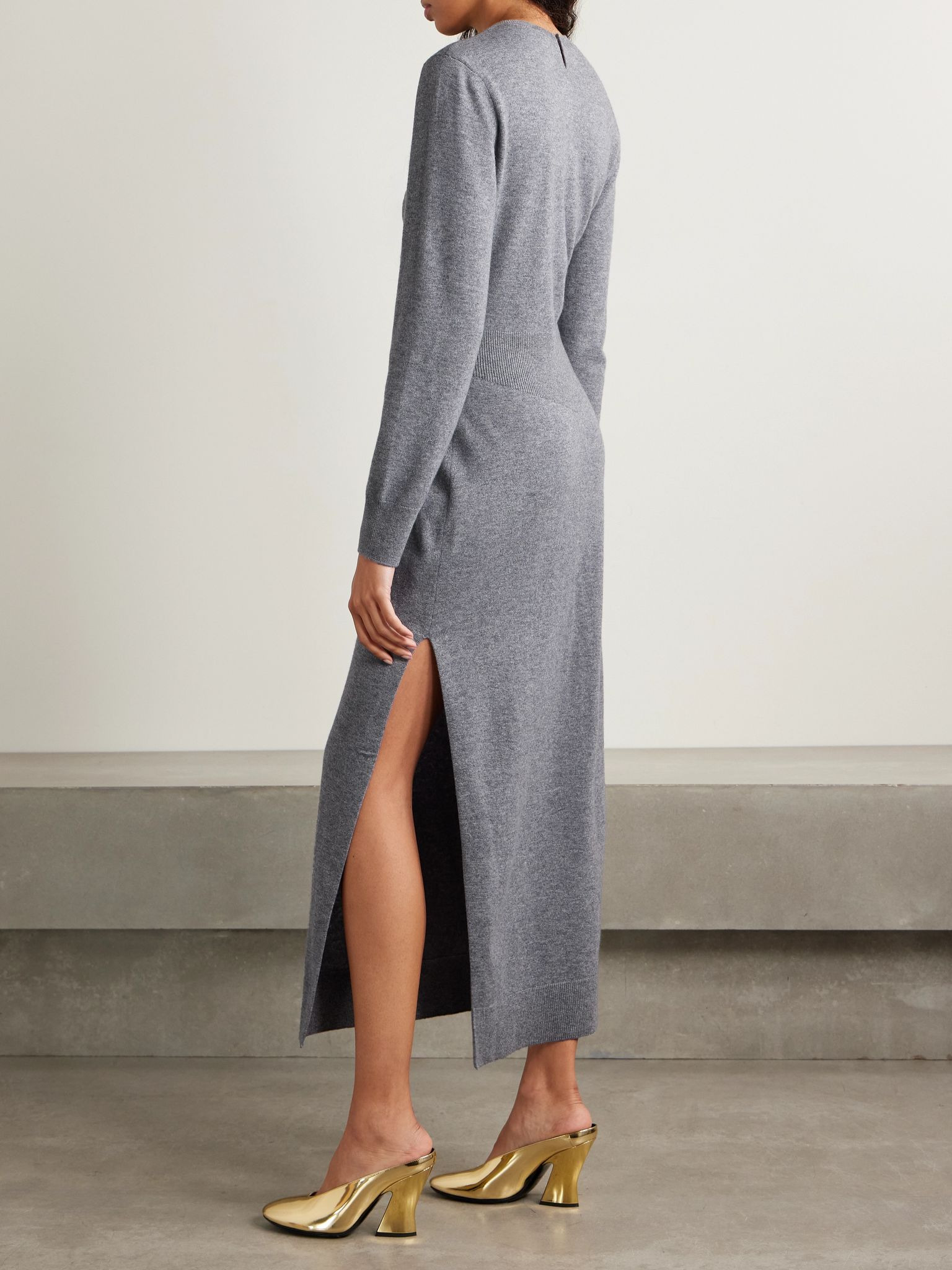Paneled cashmere midi dress Gray - 3
