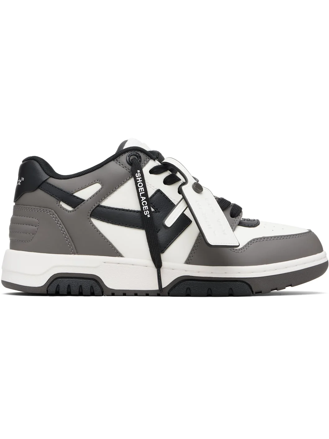 Gray & White 'Out Of Office' Calf Leather Sneakers - 1