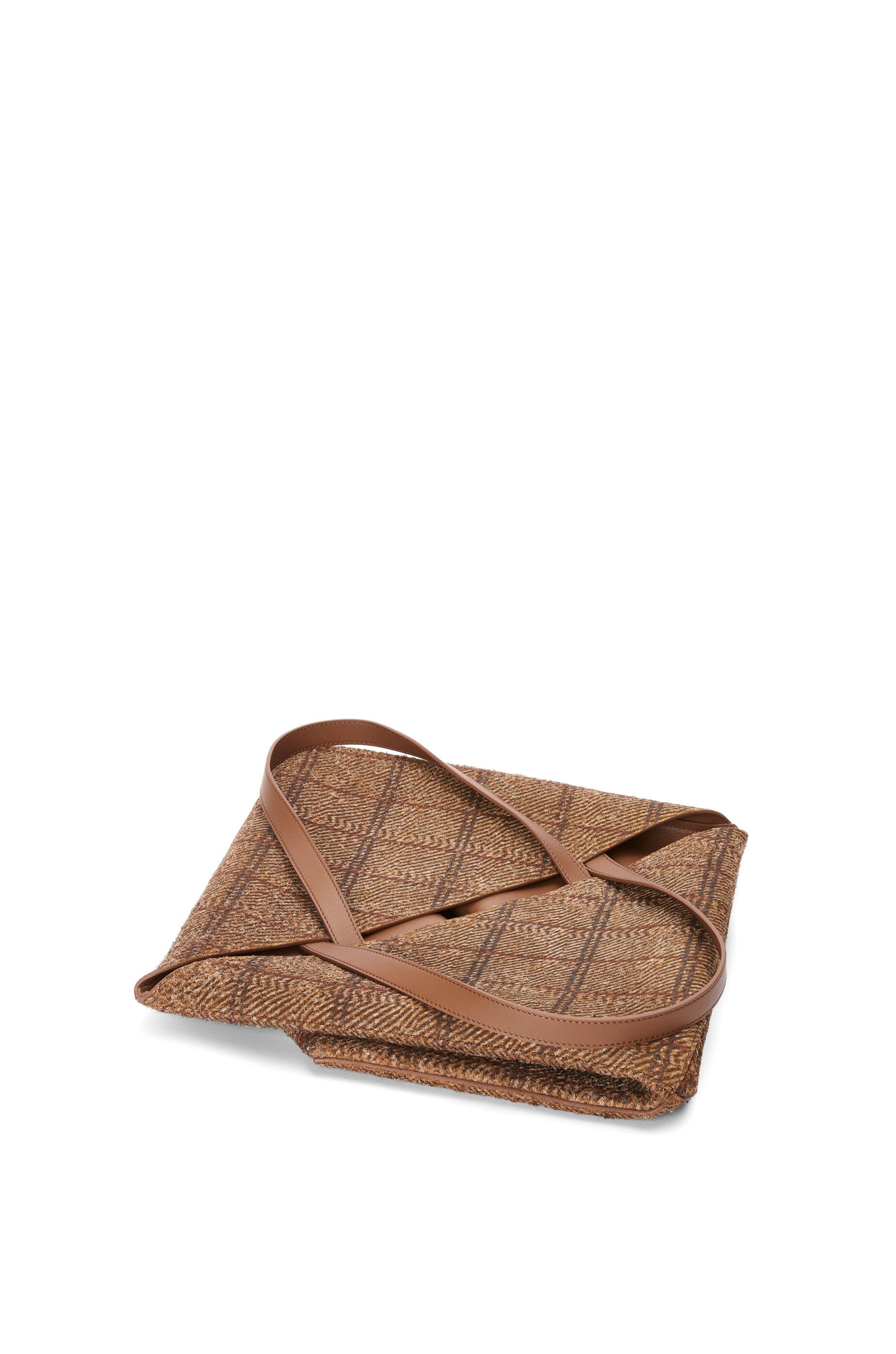 XL Puzzle Fold tote in tartan brushed suede - 4