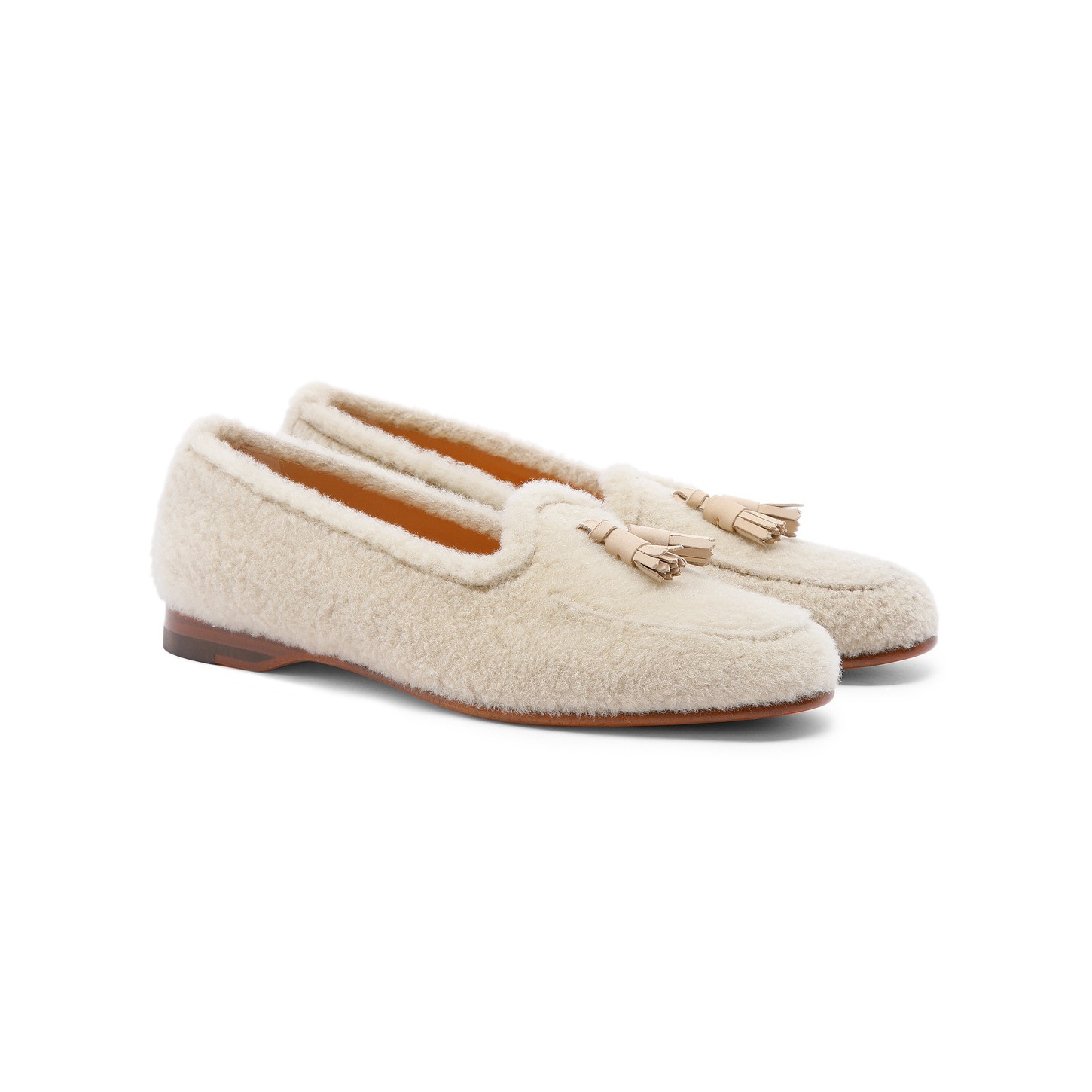 Women's beige fur Andrea tassel loafer - 3