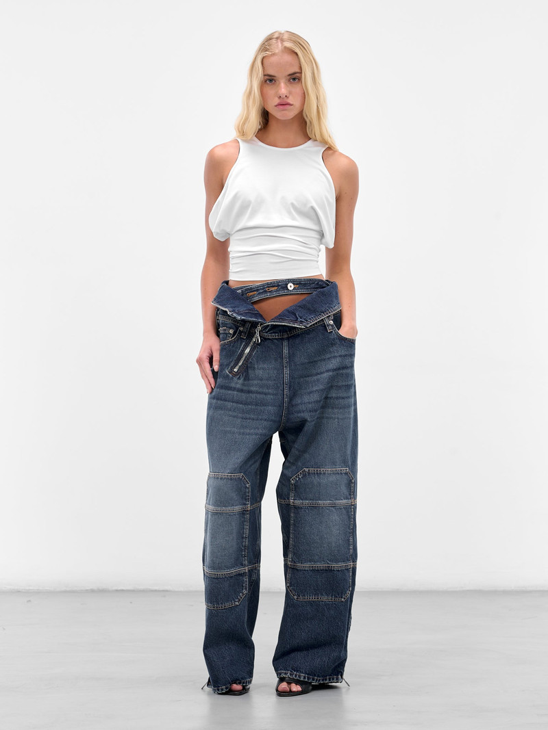Jean Paul Gaultier Blue Zipped Patch Denim Jeans outlook