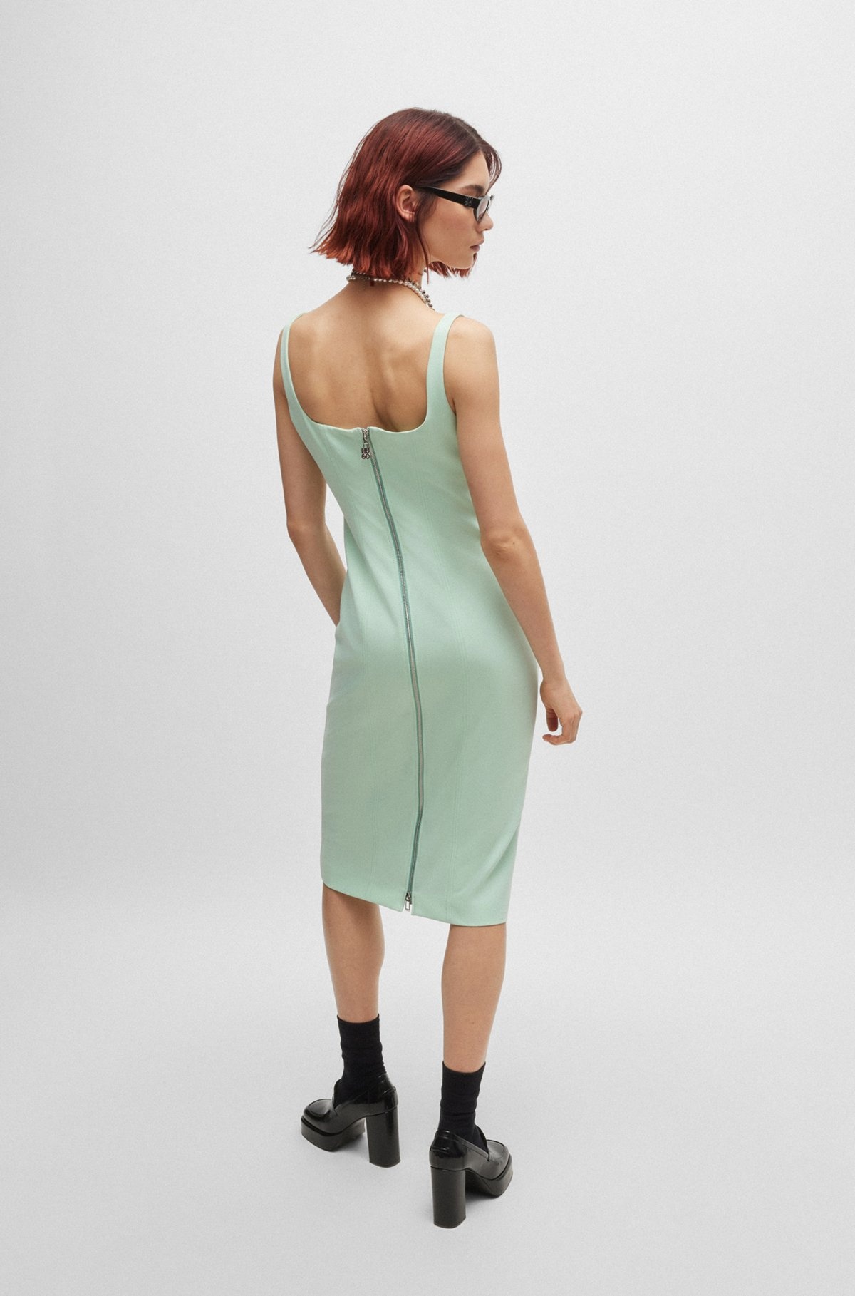 SLEEVELESS MIDI DRESS WITH SEAM DETAILS - 4