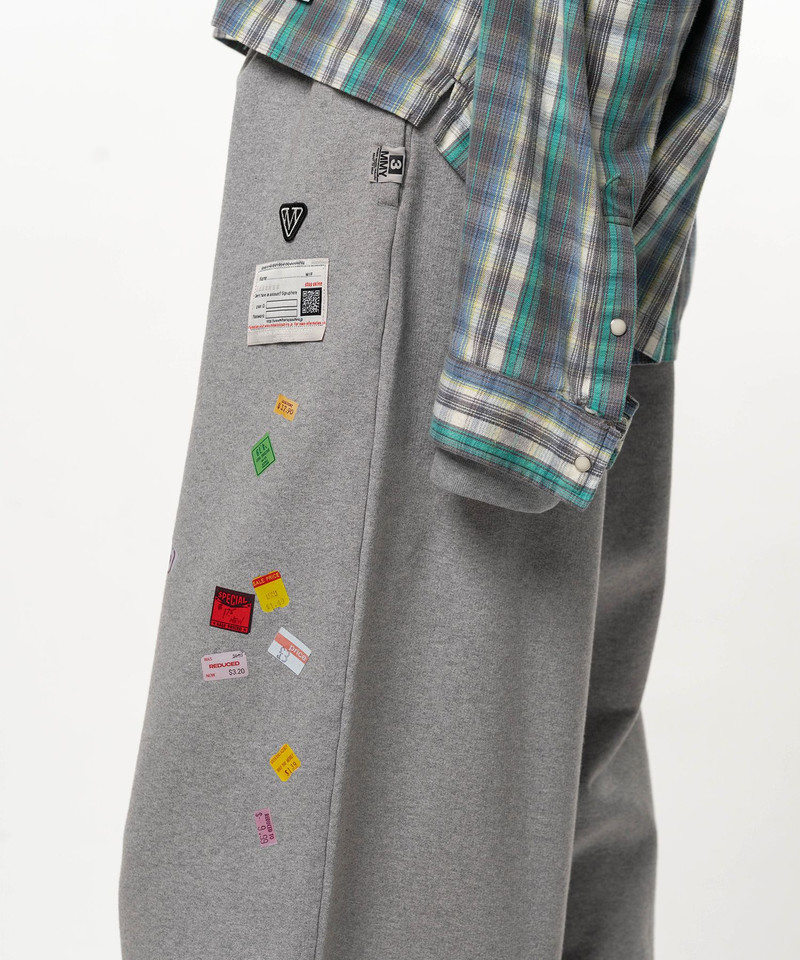Price Tag Sticker Printed Wide Sweat Pants 15