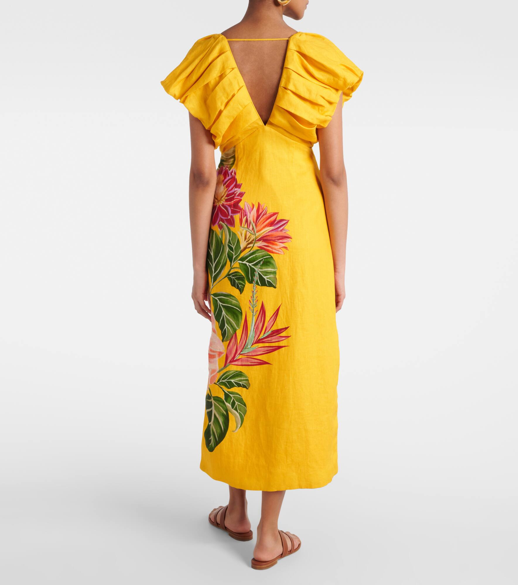 Spring Awakening floral linen midi dress - 3