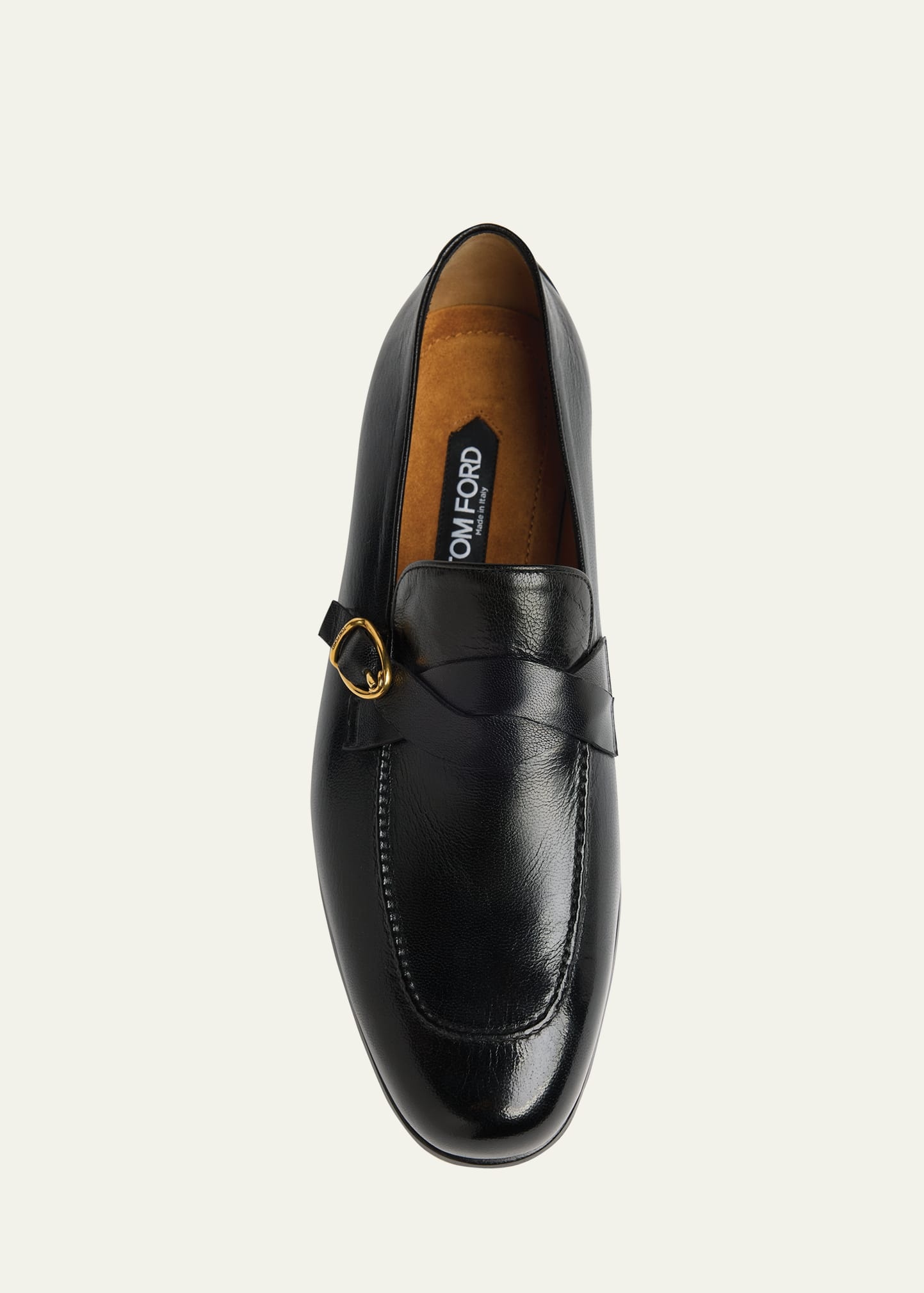 Men's Gigi Grained Leather Twisted Buckle Loafers - 5