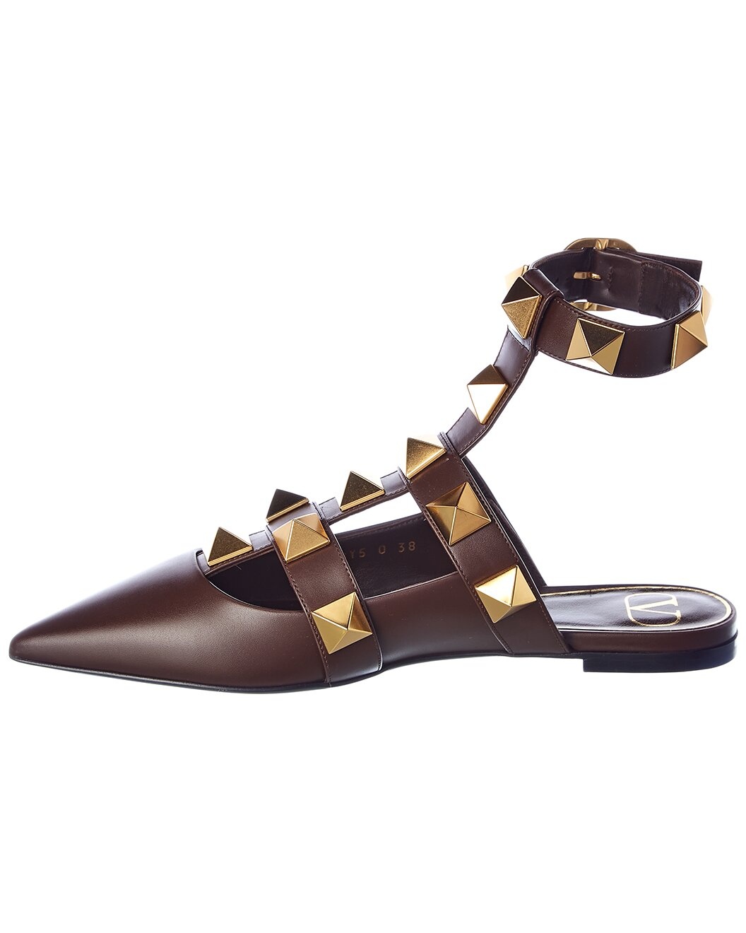 Valentino Roman Stud Leather Ankle Strap Flat - 2