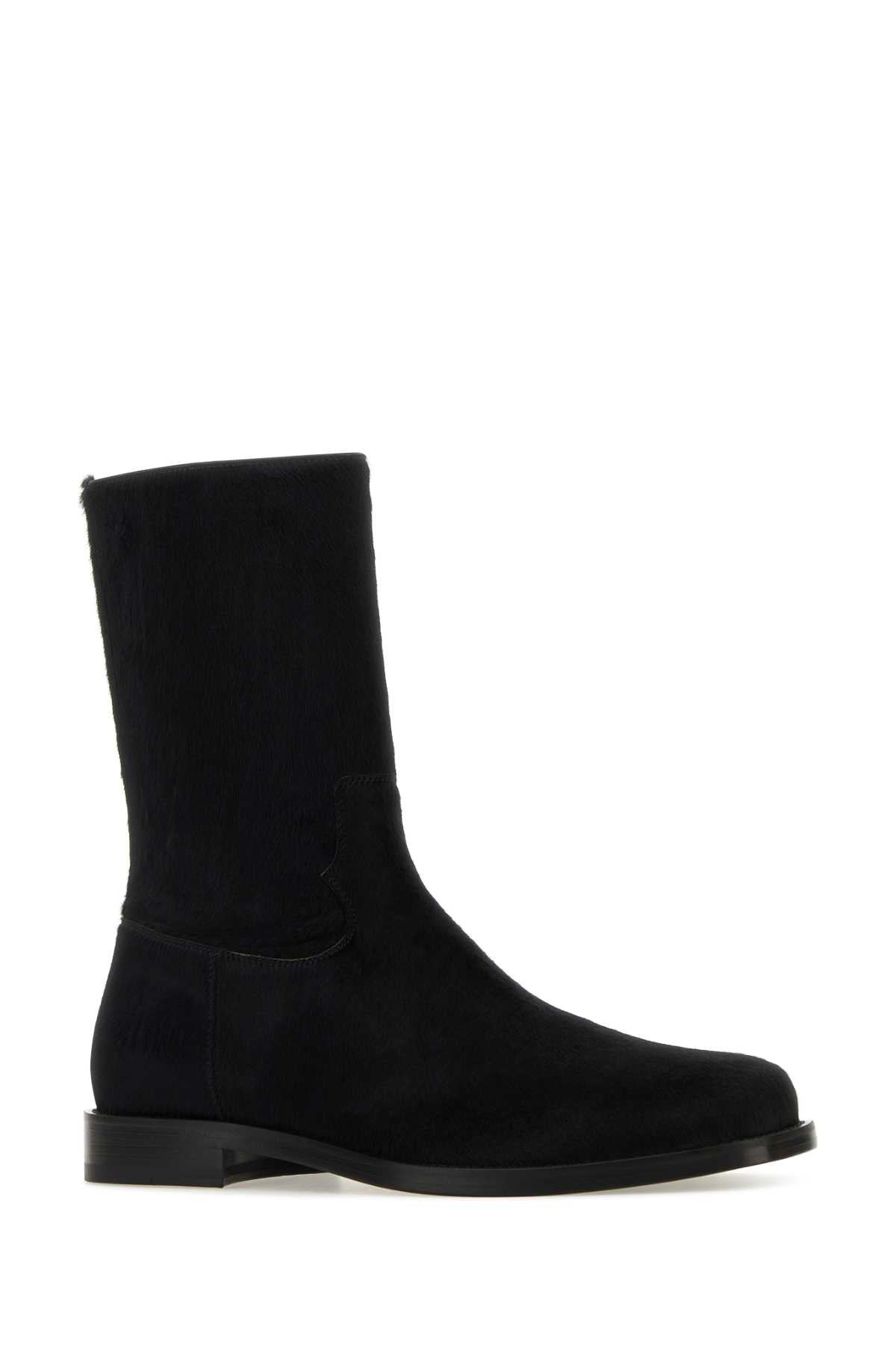 Dries Van Noten Men Black Calfhair Ankle Boots - 2