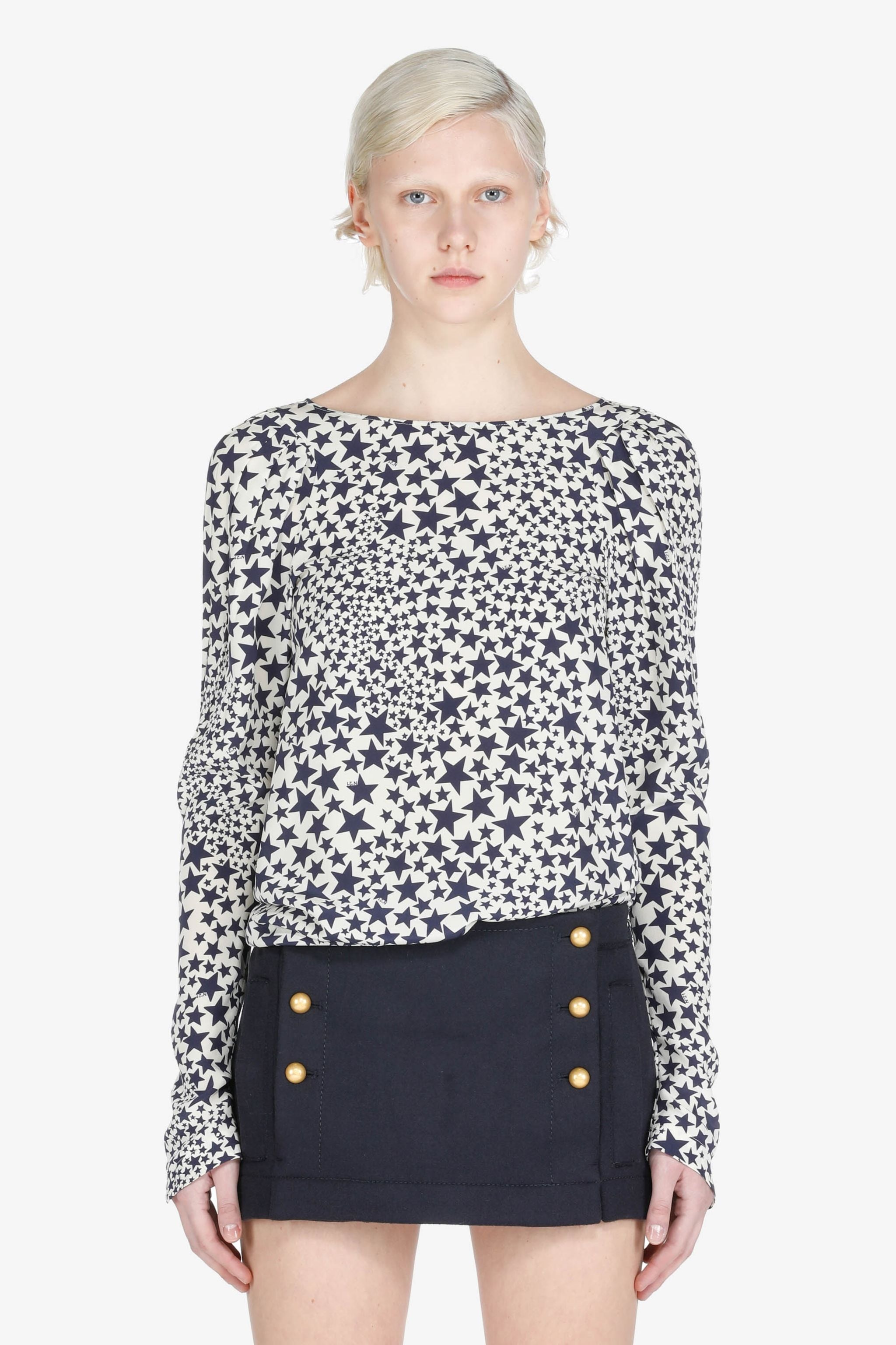 STAR PRINT SILK TOP - 1