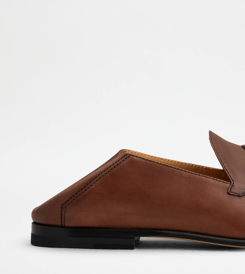 MULE LOAFERS IN LEATHER - BROWN 6