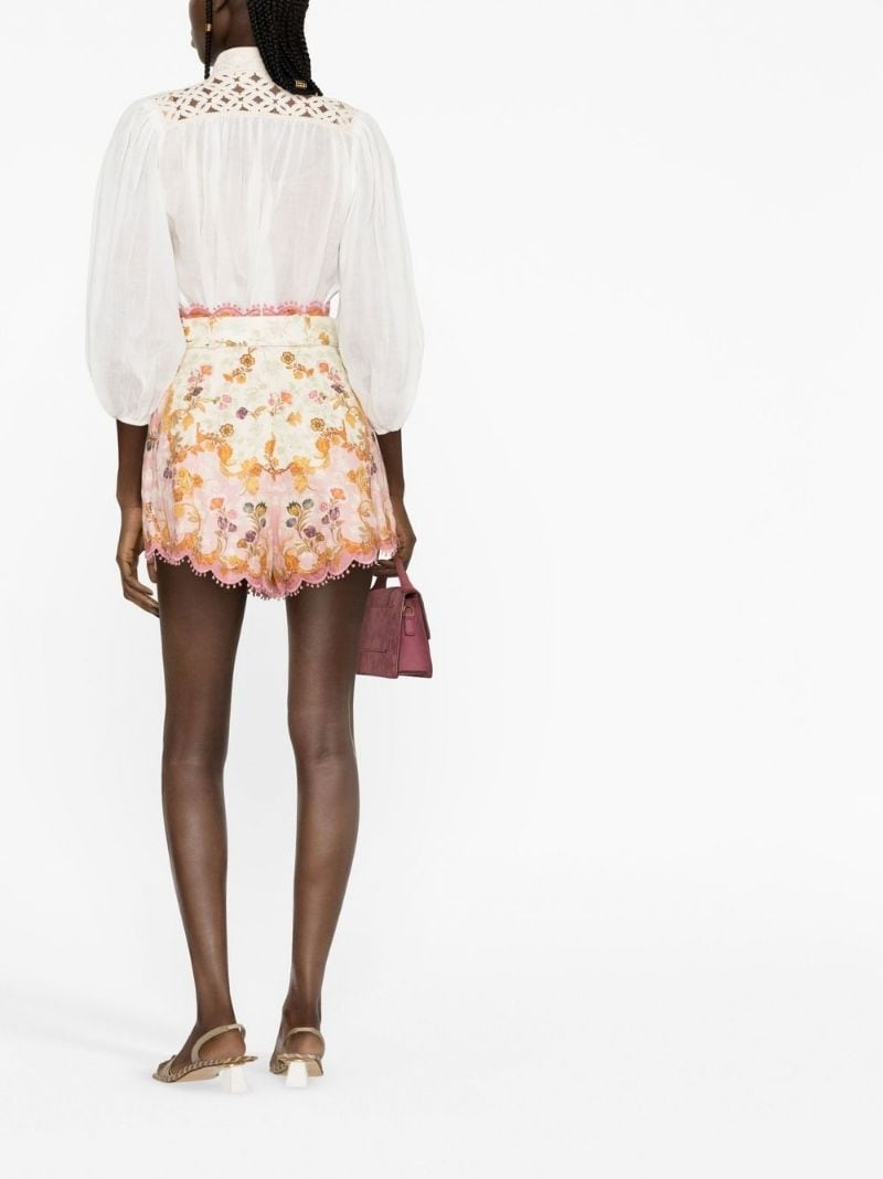 Laurel floral-print scalloped shorts - 4